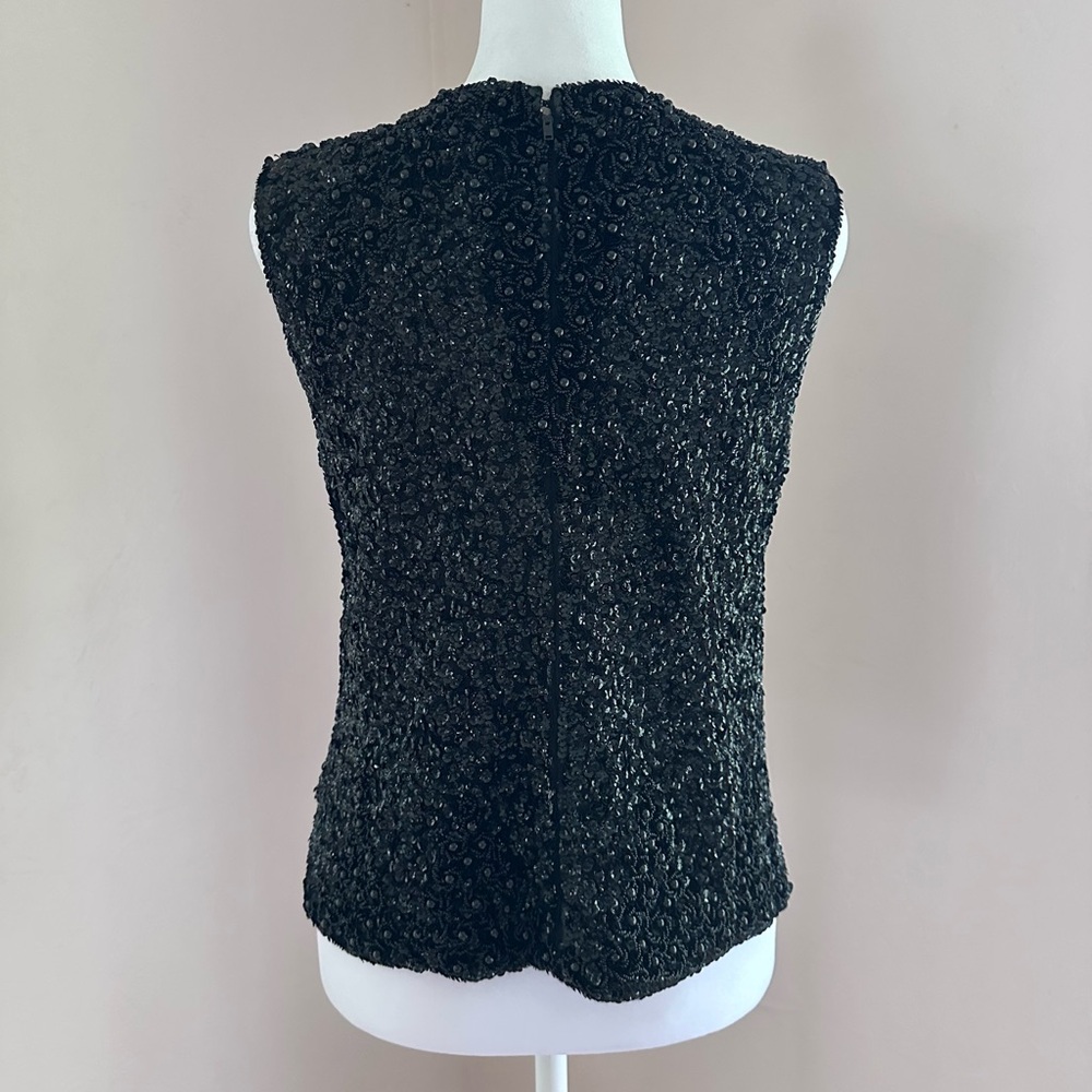 Vintage 1980s Yves Saint Laurent Beaded and Sequin Embellished Top 44 FR 12 US M - Picture 5 of 15